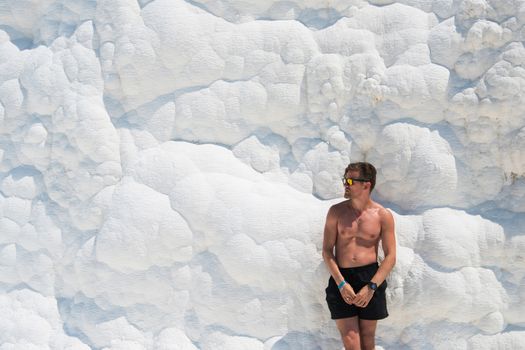 Portrait of man in Pammukale near modern Turkey city Denizli, Turkey