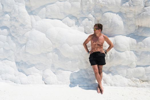 Portrait of man in Pammukale near modern Turkey city Denizli, Turkey