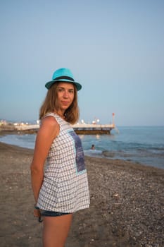 beautiful woman on the beach at Alania, Turkey