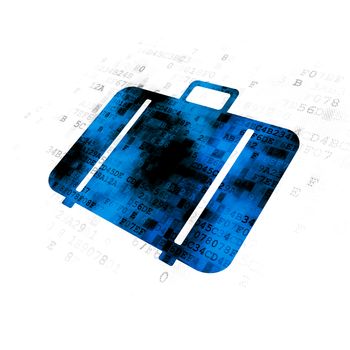 Vacation concept: Pixelated blue Bag icon on Digital background