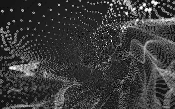 Abstract polygonal space low poly dark background with connecting dots and lines. Connection structure. 3d rendering