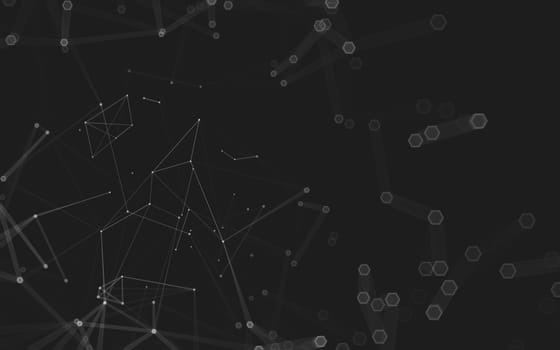 Abstract polygonal space low poly dark background with connecting dots and lines. Connection structure. 3d rendering