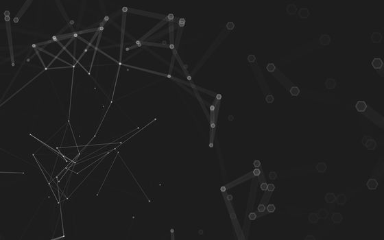 Abstract polygonal space low poly dark background with connecting dots and lines. Connection structure. 3d rendering