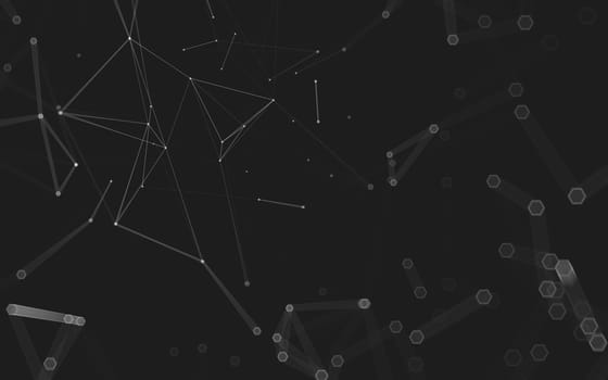 Abstract polygonal space low poly dark background with connecting dots and lines. Connection structure. 3d rendering