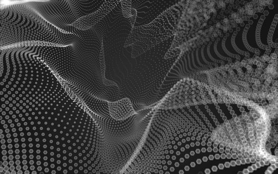 Abstract polygonal space low poly dark background with connecting dots and lines. Connection structure. 3d rendering