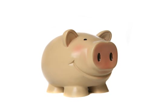 Vintage Homely Piggy Bank on White Background