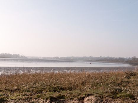 Various shots of the river and the mud, along with many birds, buoys, and other sea structures, as the sun sets