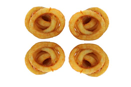 Curly fries isolated on a white background
