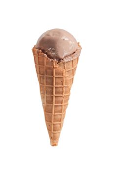 Close up of a chocolate ice cream on white background with clipping path