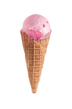 close up of a strawberry ice cream on white background with clipping path