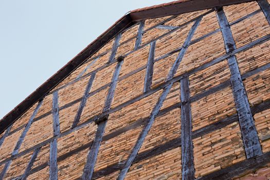 An old half-timbered house, which is being restored