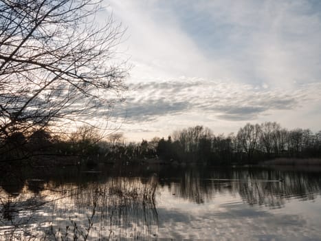 Beautiful lake water during the sunset