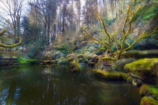 The Lower Pond by Heavenly Falls at Portland Japanese Garden