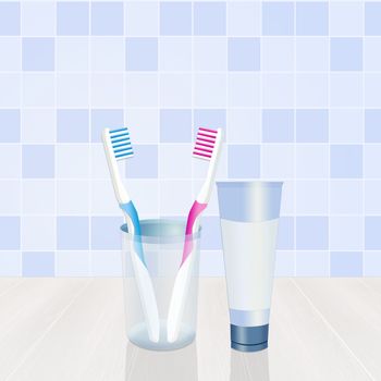 illustration of toothbrush and toothpaste