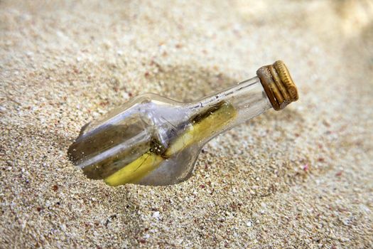 Message in the bottle on sand beach