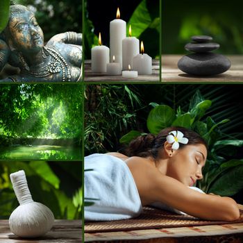 spa theme collage composed of different images