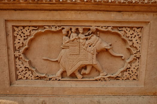 India temple orange sandstone wall ornament decorations 
