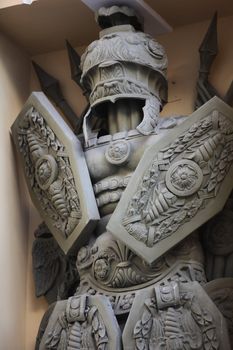 Roman warrior bronze sculpture,armor architectural bas-relief