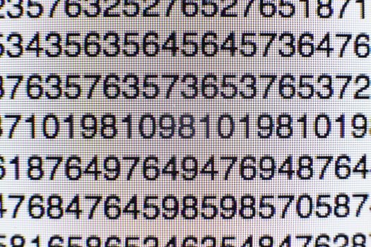 Numbers on a computer screen