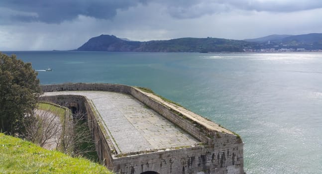 View of the water from the wall of the old fort.