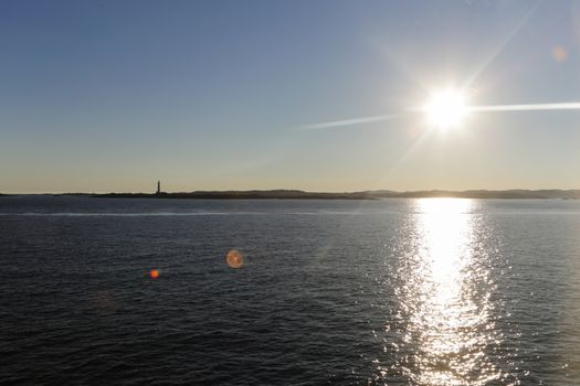 The beautiful norwegian coastline of Kristiansand in Scandinavia 
