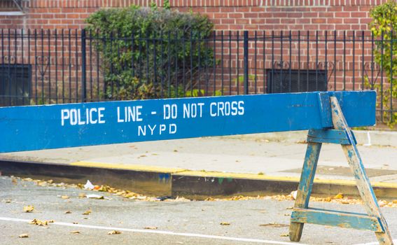 Police line barrier in New York