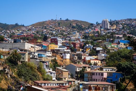 Colorful old houses in valparaiso city, Chile