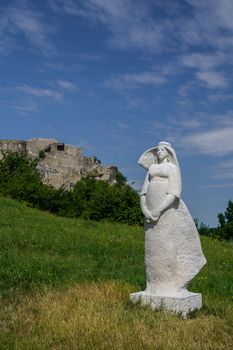 Female sculpture in Devin castle in Slovakia