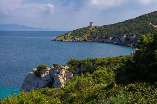 Tower near the sea. Capo Caccia. Sardinia island. Italy