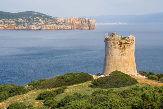 Tower near the sea. Capo Caccia. Sardinia island. Italy