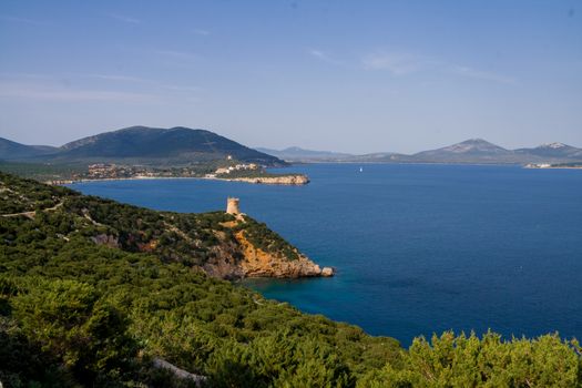 Tower near the sea. Capo Caccia. Sardinia island. Italy