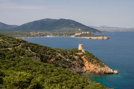 Tower near the sea. Capo Caccia. Sardinia island. Italy