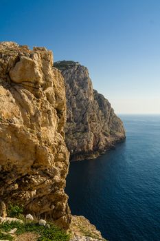 Cliffs and the sea. Sardinia.