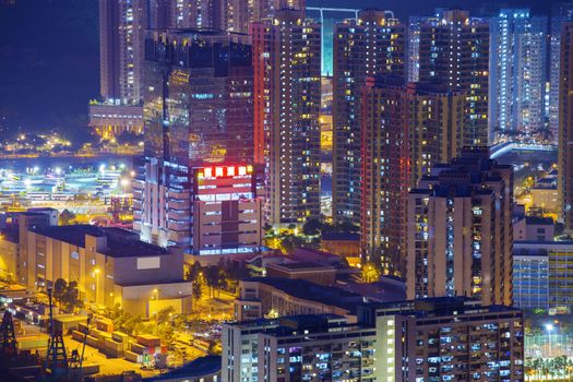 Hong Kong Tuen Mun downtown at night