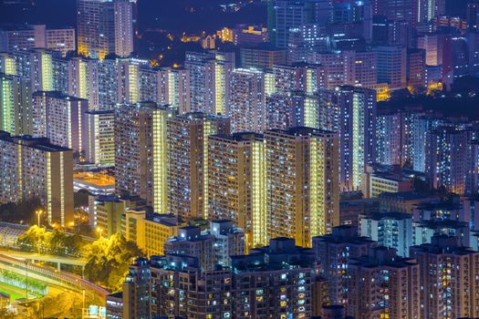 Hong Kong Tuen Mun downtown at night