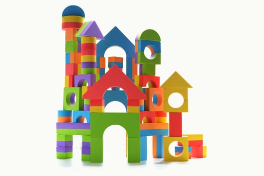 Isolated toy block castle - white background