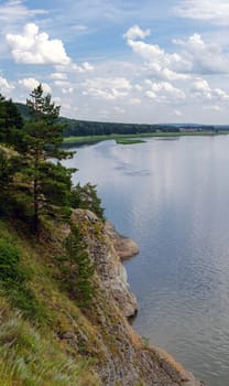 Siberian river Tom in the forest.