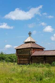 Semiluzhenski kazak ostrog - Russian small wooden fort,  Ostrog is encircled by 4–6 metres high palisade walls made from sharpened trunks. The name derives from the Russian word  strogat', "to shave the wood". Ostrog was an exclusively military fort. Ostrog was built in remote area at Semiluzhki village in Siberia. Near city Tomsk.There is a small wooden chapel of St Nikolay (Nikolas) inside.