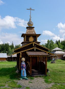 Semiluzhenski kazak ostrog - Russian small wooden fort,  Ostrog is encircled by 4–6 metres high palisade walls made from sharpened trunks. The name derives from the Russian word  strogat', "to shave the wood". Ostrog was an exclusively military fort. Ostrog was built in remote area at Semiluzhki village in Siberia. Near city Tomsk.There is a small wooden chapel of St Nikolay (Nikolas) inside.