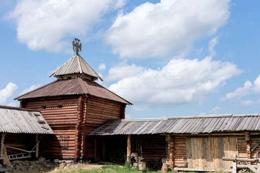 Semiluzhenski kazak ostrog - Russian small wooden fort,  Ostrog is encircled by 4–6 metres high palisade walls made from sharpened trunks. The name derives from the Russian word  strogat', "to shave the wood". Ostrog was an exclusively military fort. Ostrog was built in remote area at Semiluzhki village in Siberia. Near city Tomsk.There is a small wooden chapel of St Nikolay (Nikolas) inside.