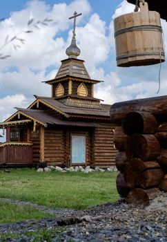 Semiluzhenski kazak ostrog - Russian small wooden fort,  Ostrog is encircled by 4–6 metres high palisade walls made from sharpened trunks. The name derives from the Russian word  strogat', "to shave the wood". Ostrog was an exclusively military fort. Ostrog was built in remote area at Semiluzhki village in Siberia. Near city Tomsk.There is a small wooden chapel of St Nikolay (Nikolas) inside.