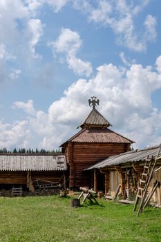 Semiluzhenski kazak ostrog - Russian small wooden fort,  Ostrog is encircled by 4–6 metres high palisade walls made from sharpened trunks. The name derives from the Russian word  strogat', "to shave the wood". Ostrog was an exclusively military fort. Ostrog was built in remote area at Semiluzhki village in Siberia. Near city Tomsk.There is a small wooden chapel of St Nikolay (Nikolas) inside.