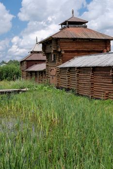 Semiluzhenski kazak ostrog - Russian small wooden fort,  Ostrog is encircled by 4–6 metres high palisade walls made from sharpened trunks. The name derives from the Russian word  strogat', "to shave the wood". Ostrog was an exclusively military fort. Ostrog was built in remote area at Semiluzhki village in Siberia. Near city Tomsk.There is a small wooden chapel of St Nikolay (Nikolas) inside.