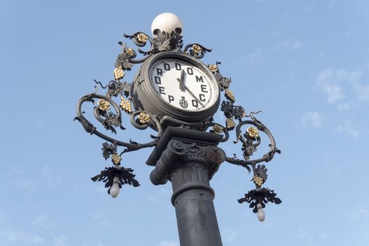 Clock old lamppost on the street, Jerez de la Frontera, Spain