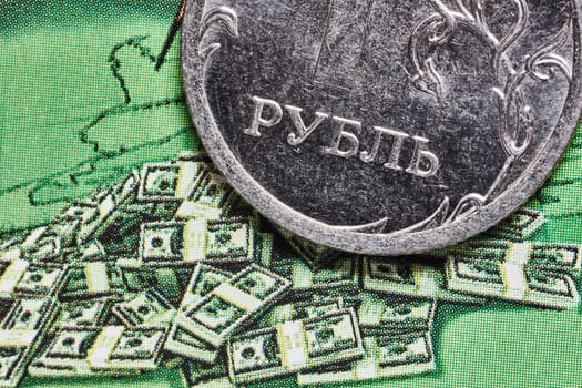 Rubl coins macro with financial background