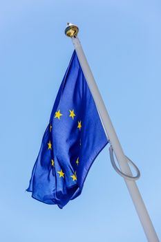 flag at half-mast illustrating a fall of european union