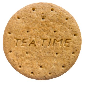 Isolated British Biscuit With Tea Time Engraved