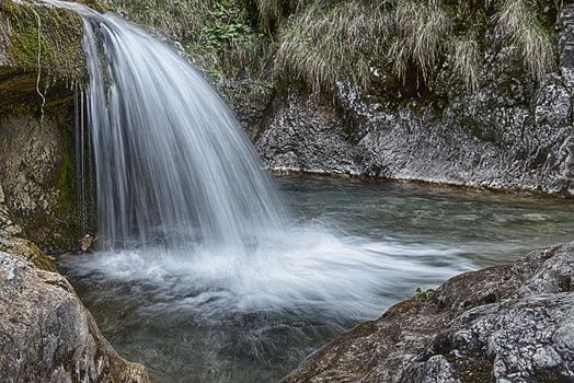 long time exposure on the river in Val Vertova, spring season