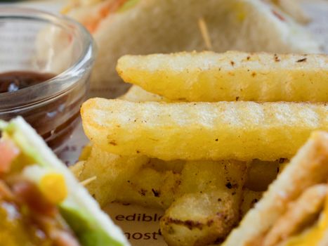 COLOR PHOTO OF FRENCH FRIES, CHIPS, FRIES, FINGER CHIPS, FRENCH-FRIED POTATOES