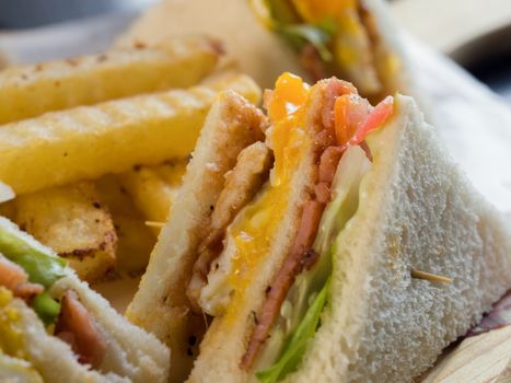 COLOR PHOTO OF CLUB SANDWICH ALSO CALLED CLUBHOUSE SANDWICH